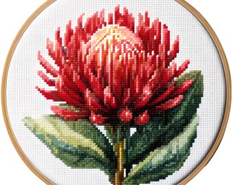 Waratah Cross Stitch Pattern Australian Flower Cross Stitch Native Floral Pattern Red Flower Cross Stitch Wildflower Simple Cross Stitch