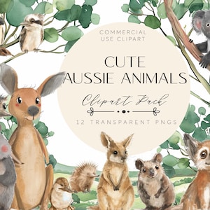Entzückende australische einheimische Tiere Clipart Aussie Känguru Illustrationen Aquarell Australische Koala Kunst Aussie Wombat Scrapbooking Kunst