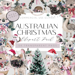 Weihnachten Australier Ureinwohner Tiere Clipart Aussie Känguru Illustrationen Aquarell Australian Xmas Koala Art Aussie Wombat Scrapbooking