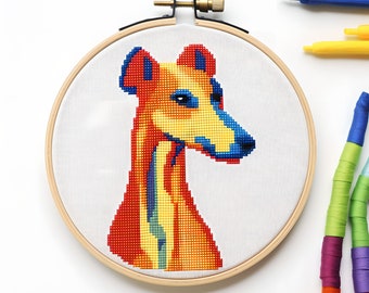 Greyhound Cross Stitch Pattern Whippet Cross Stitch Pattern Italian Greyhound Cross Stitch Pattern Long Dog Cross Stitch Pattern Simple