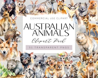 Australian Native Animals Clipart Aussie Kangaroo Illustrations Watercolour Australian Koala Art Aussie Wombat Scrapbooking Art
