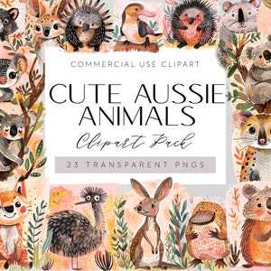 Australische Ureinwohner Tiere Clipart Aussie Känguru Illustrationen Aquarell australischer Koala Art Aussie Wombat Scrapbooking Art