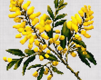 Wattle Cross Stitch Pattern Australian Native Cross Stitch Pattern Aussie Flower Cross Stitch Pattern