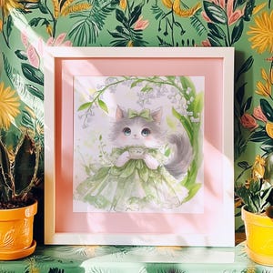 Custom Kawaii Pet Portrait Dog Hand-Drawn Furry Companion Cat Art Floral Watercolour Illustration Cute From-Photo