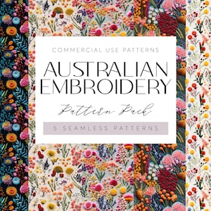 Aussie Stickerei Blumen Muster PNG Aussie Floral Stickerei Hintergrund Aussie Native Digital Paper