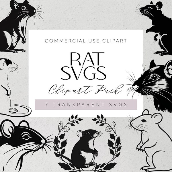 Rat SVGs Mice Clipart SVGs Rats Transparent PNG Mice Cricut Silhouette Rat Vinyl Laser Cut Mouse Clipart Cute Rats Art