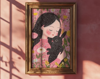 Custom Pet and Owner Portrait Pet Illustration Portrait Pet and Owner Illustration Human and Pet Portrait Rabbit Custom Art Guinea Pig Art