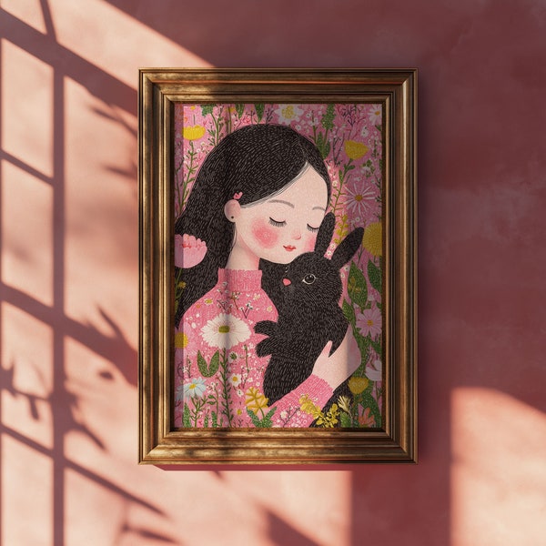 Custom Pet and Owner Portrait Pet Illustration Portrait Pet and Owner Illustration Human and Pet Portrait Rabbit Custom Art Guinea Pig Art