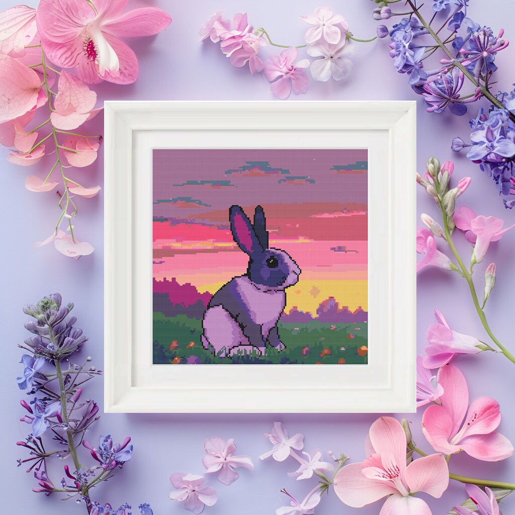 Bunny Rabbit Cross Stitch Rabbit Embroidery Pattern PDF Bunny Cross Stitch Black and White Rabbit Cross Stitch Counted Chart Simple Stitch