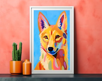 Dingo Art Print Australian Native Wall Painting Contemporary Aussie Art Native Australian Animal Wall Art
