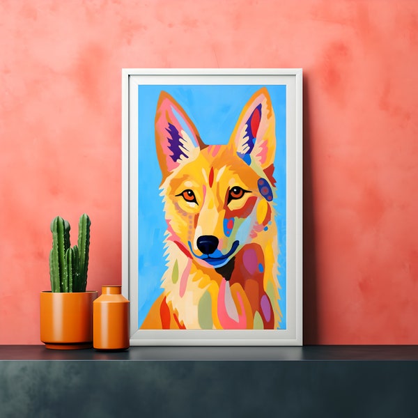 Dingo Art Print Australian Native Wall Painting Contemporary Aussie Art Native Australian Animal Wall Art