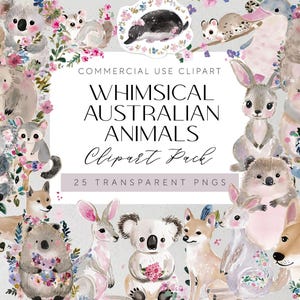 Australische Ureinwohner Tiere Wunderlich Clipart Aussie Känguru Illustrationen Aquarell australischer Koala Art Floral Aussie Wombat Scrapbooking