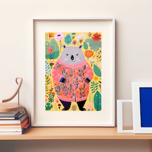 Wombat Art Print Australian Native Wall Painting Contemporary Aussie Art Native Australian Animal Wall Art