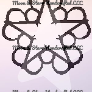 May include: A black and gray star-shaped graphic with a floral design. The text "Moon & Star Handcrafted LLC" is above and below the star. The words "BLACKVEILBRIDS" are in red block letters at the bottom.