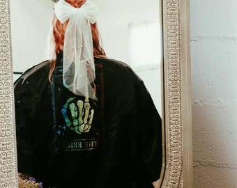 Custom Black Satin Robe: Goth Witchy Bridal Party Gift