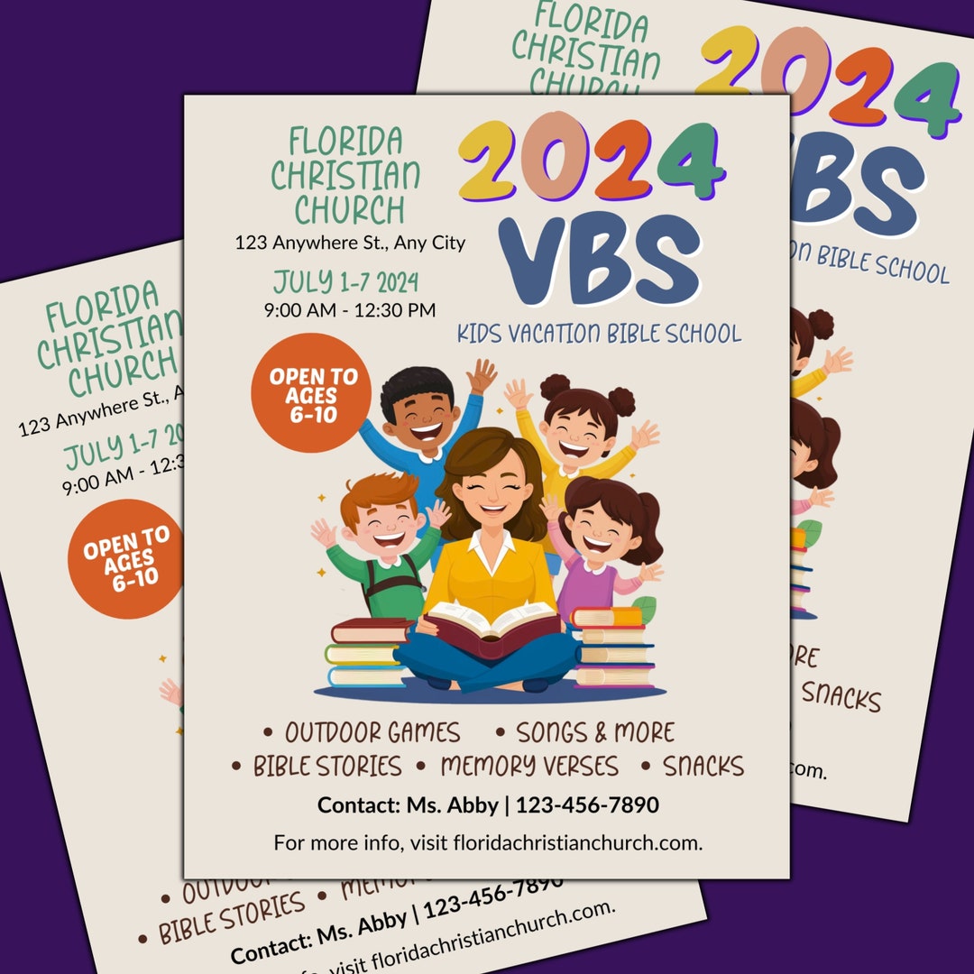 Vacation Bible School Poster Flyer, VBS Flyers, Editable Church Flyers Vacation Bible School Poster Flyer, VBS Flyers, Editable Church Flyers