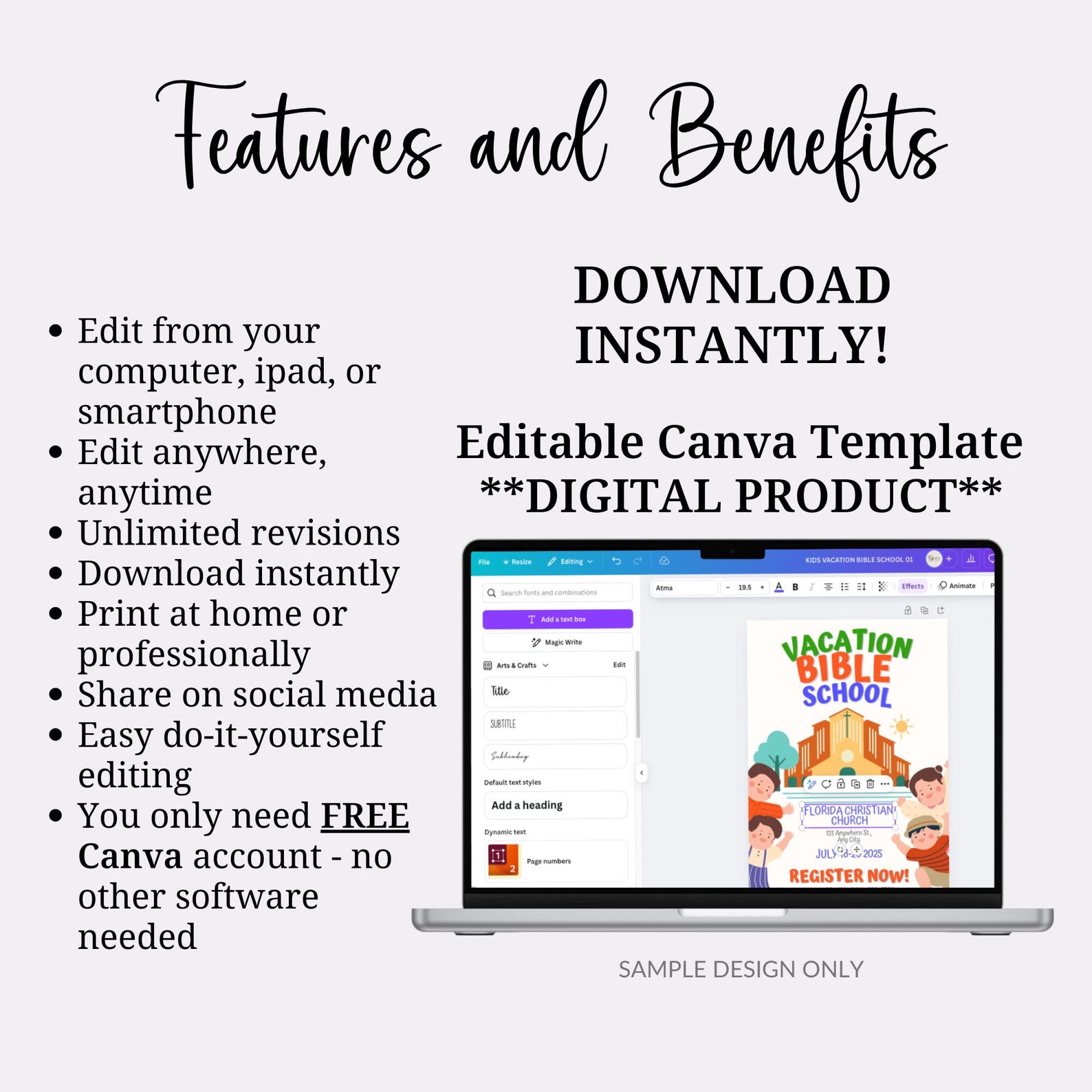 Vbs Layout Editable Editable VBS Flyer Template: Church Vacation Bible School (instant ...