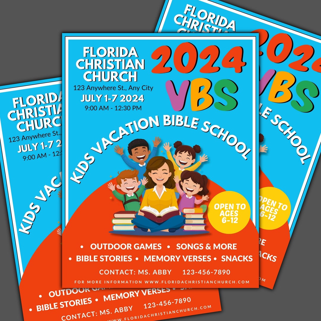 Vacation Bible School Poster Flyer, VBS Flyers, Editable Church Flyers ...