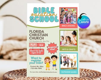 Editable Vacation Bible School Flyer Template: Church Event Poster (Instant Download)