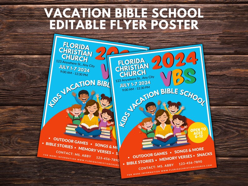 Vacation Bible School Poster Flyer, VBS Flyers, Editable Church Flyers ...