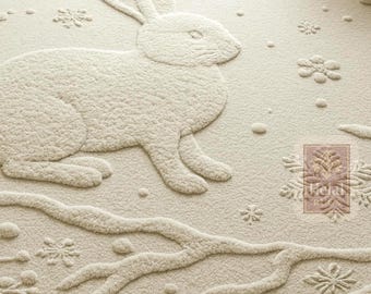 Hand-Tufted Bunny Rug, Neutral Plush Animal Carpet, Minimalist Nursery Decor
