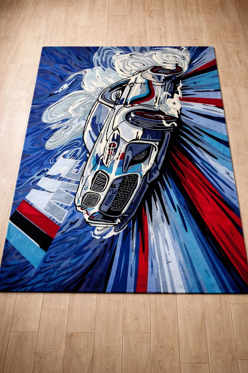 Handmade BMW Car Rug, Wool Tufted Motorsport Decor - Etsy