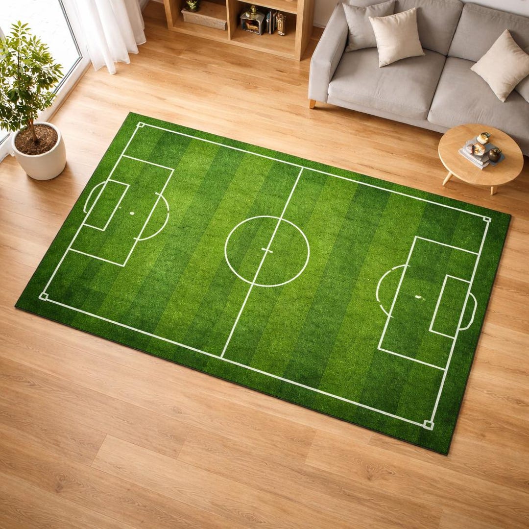 Hand Tufted Soccer Field Rug Football Pitch Carpet, Sports Theme Area ...