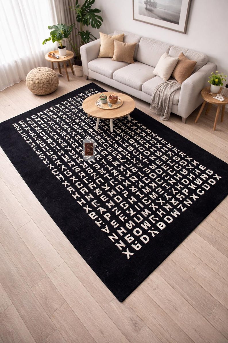 Word Rug Educational Word Search Kids Rug, Wool Nursery Area Rug, Learning ...