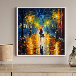 Arte de menina na chuva | Impressão digital | Download instantâneo