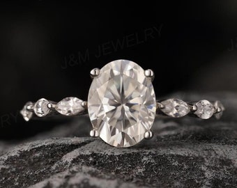 Brilliant Moissanite Engagement Ring, 2 Carat Moissanite Wedding Ring, Elegant Gold Statement Ring, Anniversary Gift for Her