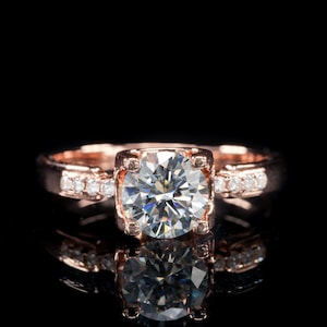 Anello di fidanzamento unico con moissanite / Anello con moissanite da 1 carato / Elegante anello di nozze / Anello importante in oro / Regalo di anniversario