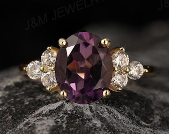 Natural Amethyst Statement Ring -Purple Gemstone Engagement & Elegant Anniversary Gift For Her