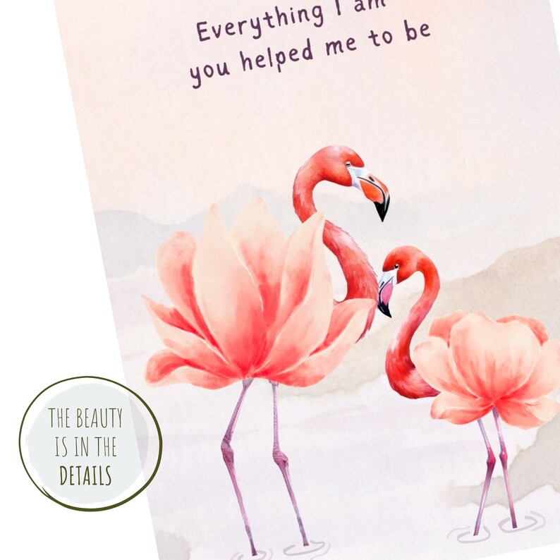 Detailed Flamingo Mothers Day Card Design Art Detailed Flamingo Mothers Day Card Design Art