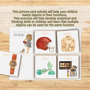 Object Function Picture Sorting Flashcards, Printable PreK Homeschool Montessori Speech Therapy Game, Categorizing Objects Based On Function image 8