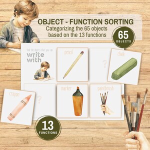 Object Functie Fotosorteermatten en -kaarten Logopedie Autisme Afdrukbaar kleuterschool Homeschool Montessori-bronnen Vereniging Taakkaart