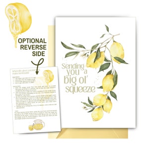 Je vous envoie une carte imprimable, carte d'amitié citron calembour, carte amour, carte câlins, carte d'anniversaire, carte désolé, carte de rétablissement