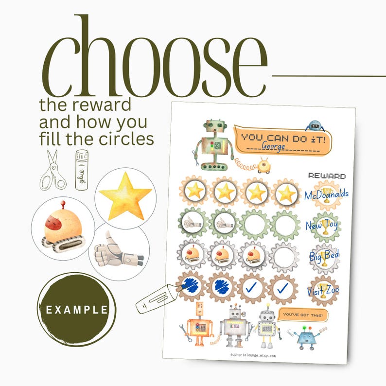 Buy Robot Reward Chart for Kids, Printable Token Board, Behavior ...