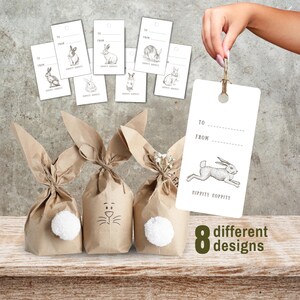 Hippity Hoppity Kaninchen Printable Name Geschenkanhänger Hase Party Favor Tags Lehrer Osternest Geschenkkarte Urlaub Geschenkanhänger Bundle Download