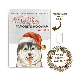 Carte de Noël drôle d'animal de compagnie de chien husky à mon humain préféré, carte de Noël imprimable pour chien papa chien maman, ami à fourrure, cadeau de propriétaire d'amant de chiot