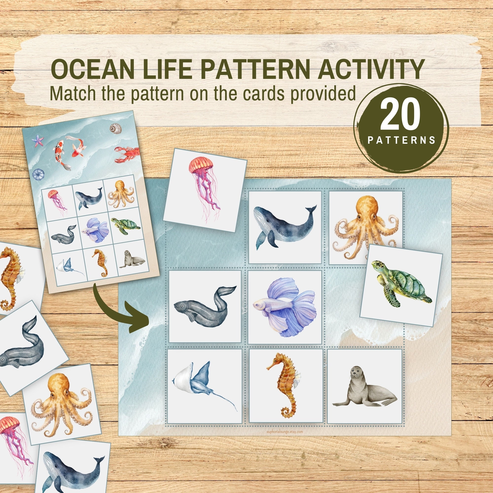 Sorting Patterned Fish Ocean Life Pattern Activity Sorting Picture Cards, Copy the Sequence ...
