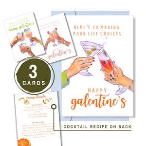 Lustige Galentines druckbare Karten hier ist, um arme Lebenwahlen glücklichen Valentinstag-Cocktailkarte für beste Freundin Seelen-Schwester-Mädchen Geschenk zu treffen