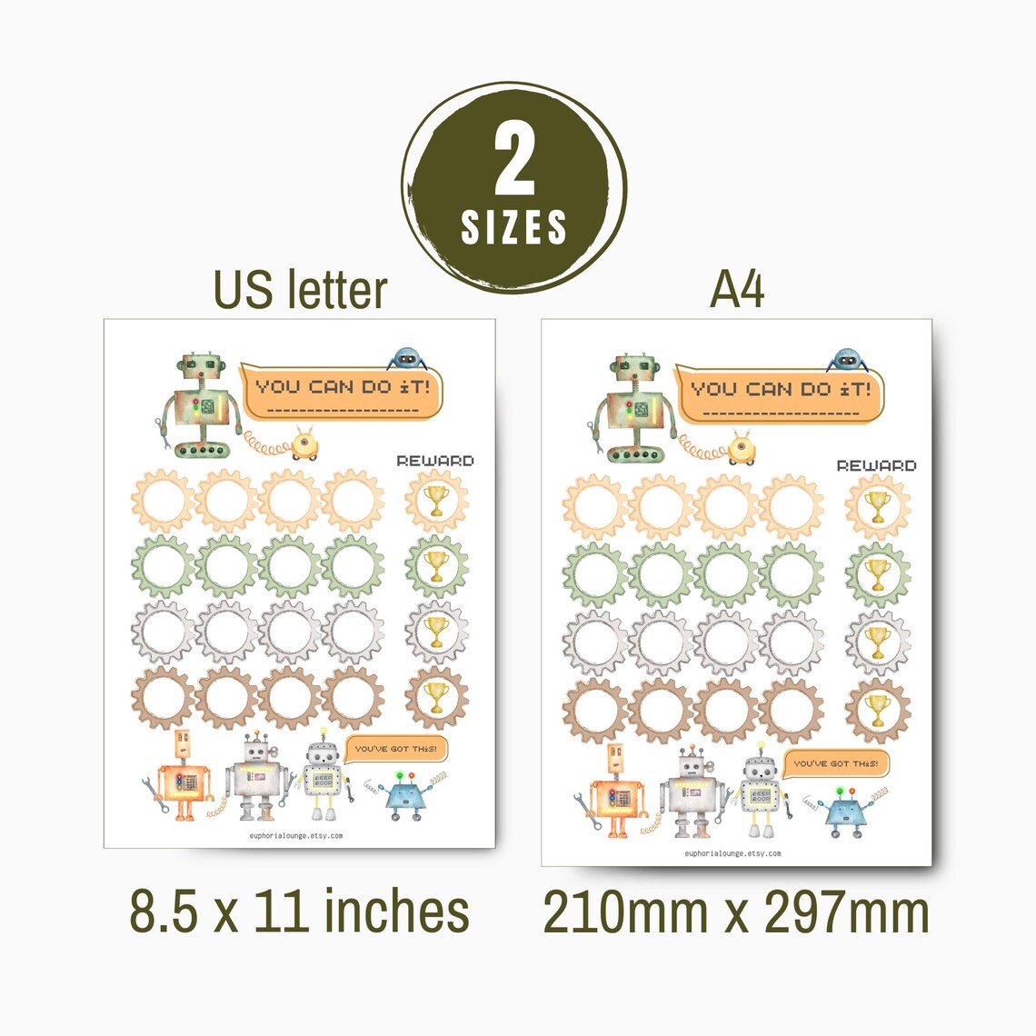 Robot Reward Chart Printable for Kids With Fillable Options, Behavior ...
