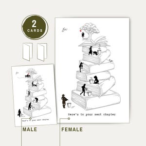 Carte imprimable Bonne chance Nouveau chapitre Carte Bonne chance sur votre carte OE Nouvel emploi, collègue Au revoir à télécharger Carte à télécharger pour les amoureux des livres
