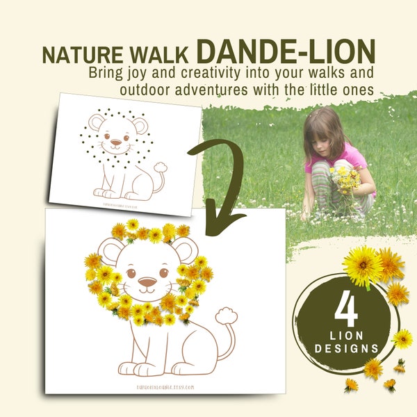 Nature Walk Dandelion DIY Printable Craft Activity Flower Lion Outdoor Learning Resource Forest Nature School Homeschool Montessori Toddler