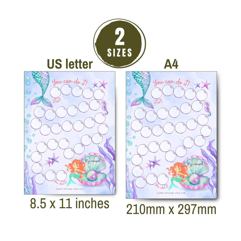 Mermaid Reward Chart for Child, Printable Goal Chore Tasks Progress ...