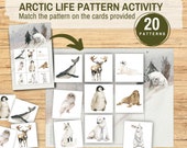 Arctic Life Pattern Activity Sorting Picture Cards, Copy The Sequence Printable Animal Matching Game, Preschool Toddler Montessori Resources