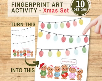 Christmas Fingerprint Art, Holiday Candy Craft, Preschool Activity, Xmas Craft for Toddlers, Fun Daycare Activity, Baby Kids Christmas Craft