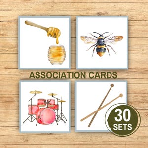 Atividade de correspondência pré-escolar para impressão, O que combina, Fazendo associações, Associação de quebra-cabeça, Cartões para download Montessori Toddler