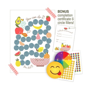 Cuadro de recompensas de alimentos saludables con frutas para niños, cuadro de comportamiento, cuadro de tareas para ir al baño para niños pequeños, descarga el cuadro de calcomanías para niños + REGALO ADICIONAL