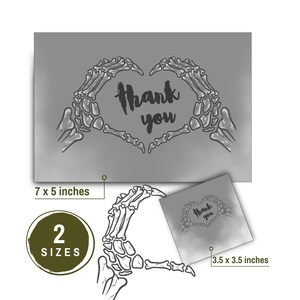 Halloween Skelett Herz Hände Danke Druckbare Karten für Kunden Volunteers Freunde Familie Gruselig Geschenk Danke Halloweens Karten Download